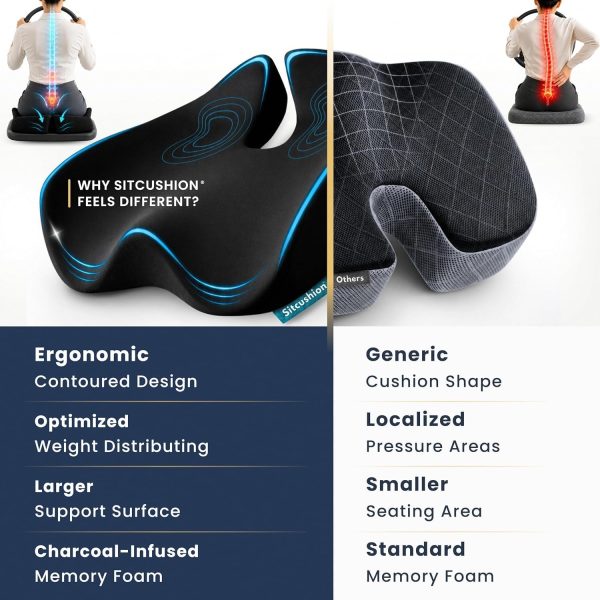 Wholesale U‑Shaped Memory Foam Seat Cushion, Ergonomic Coccyx Orthopedic Cushion for Office Chair, Car Seat, Tailbone & Sciatica Pain Relief
