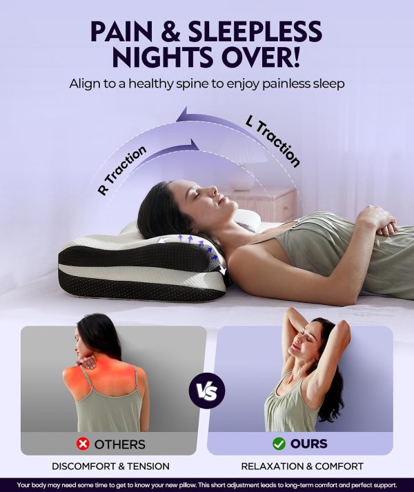 Wholesale Contoured Memory Foam Cervical Pillow, Ergonomic Butterfly‑Shape Neck Support Pillow for Sleeping, Custom Logo Available