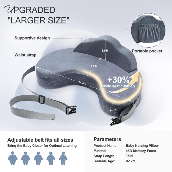 Multifunctional Infant Feeding Pillow With Pocket, For 0‑12 Months Baby