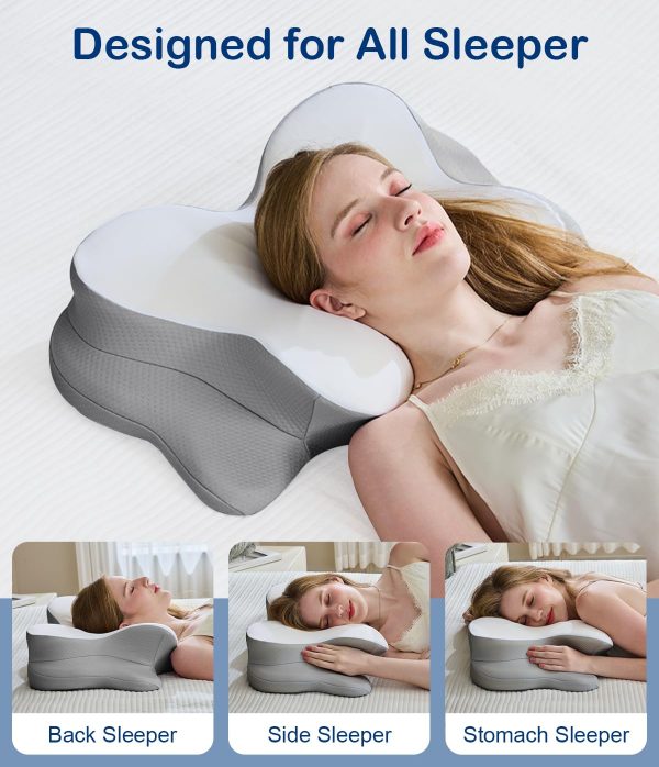 Wholesale Ergonomic Memory Foam Cervical Pillow, Hollow Center Design Neck Support Pillow for Pain‑Relief Sleeping, Custom Logo Available