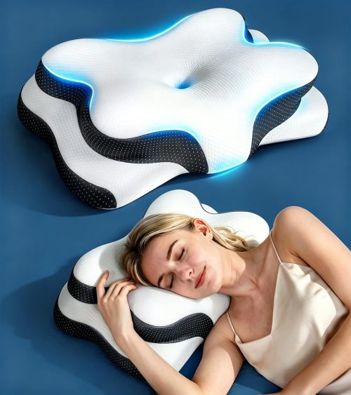 Wholesale Contoured Memory Foam Cervical Pillow, Ergonomic Butterfly‑Shape Neck Support Pillow for Sleeping, Custom Logo Available