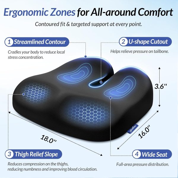 71Z9ySMsCTL._AC_SL1500_ High‑Density Memory Foam Coccyx Cushion, Ergonomic U‑Shaped Seat Pad for Tailbone Pressure Relief, Bulk Wholesale Supply