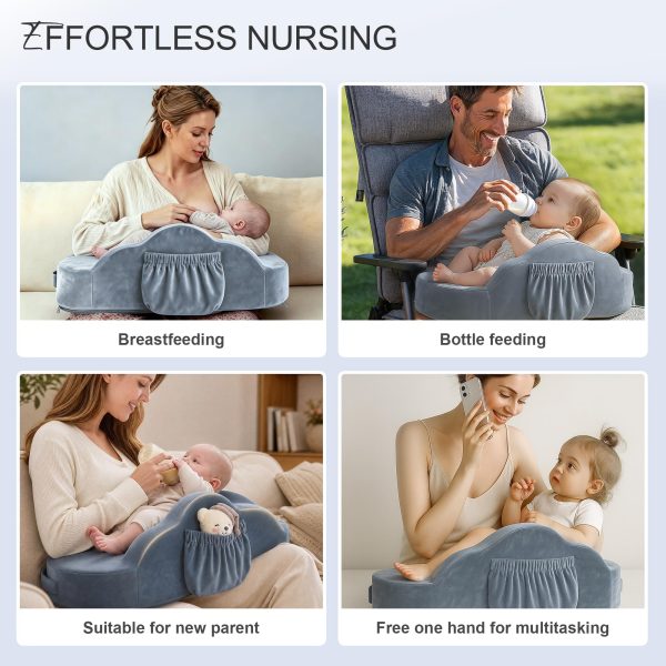 Multifunctional Infant Feeding Pillow With Pocket, For 0‑12 Months Baby