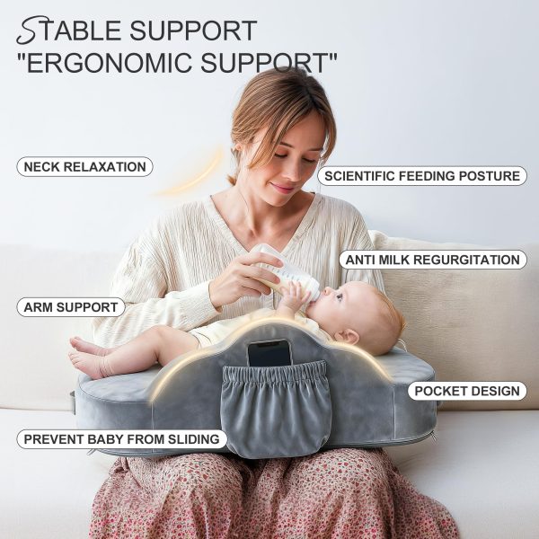 Multifunctional Infant Feeding Pillow With Pocket, For 0‑12 Months Baby