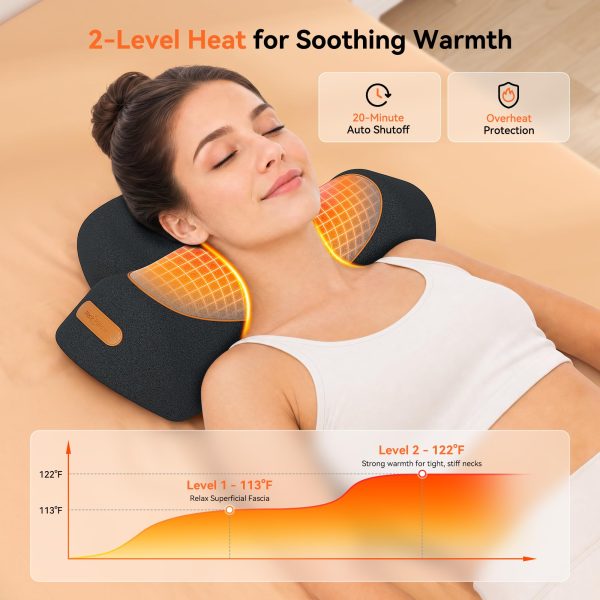 Version 1.0.0 Ergonomic Heated & Massage Neck Stretcher Traction Pillow, Memory Foam Cervical Pillow for Neck Tension Relief, Bulk Supply