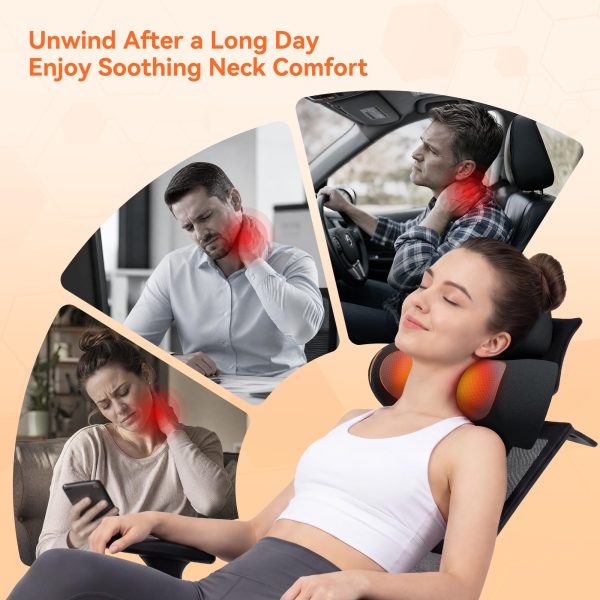 Version 1.0.0 Ergonomic Heated & Massage Neck Stretcher Traction Pillow, Memory Foam Cervical Pillow for Neck Tension Relief, Bulk Supply
