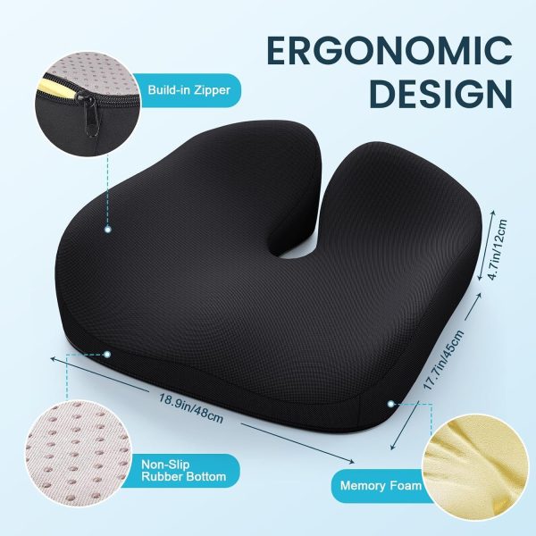 81lSKEbgvuL._AC_SL1500_ Wholesale Coccyx Memory Foam Seat Cushion, U‑Shaped Ergonomic Pressure Relief Pad for Office Chair