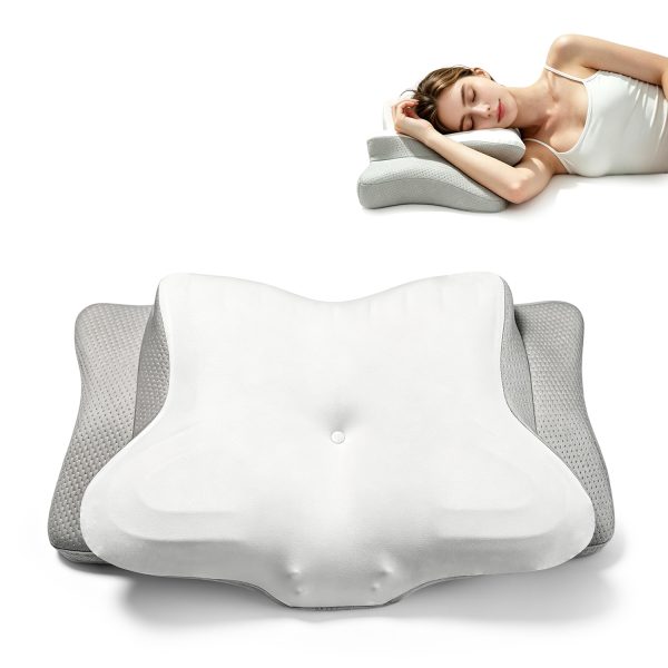 Memory Foam Cervical Pillow, Ergonomic Neck Support Pillow for Side Back Stomach Sleepers, Adjustable Contour Orthopedic Pillow for Neck Pain Relief