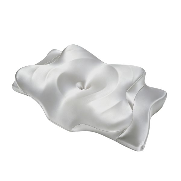 Zero Facial Pressure Beauty Memory Foam Pillow, Ergonomic Side Sleeper Cervical Pillow, Cool Silky Pillowcase, Reduce Sleep Face Marks & Wrinkle Prevention
