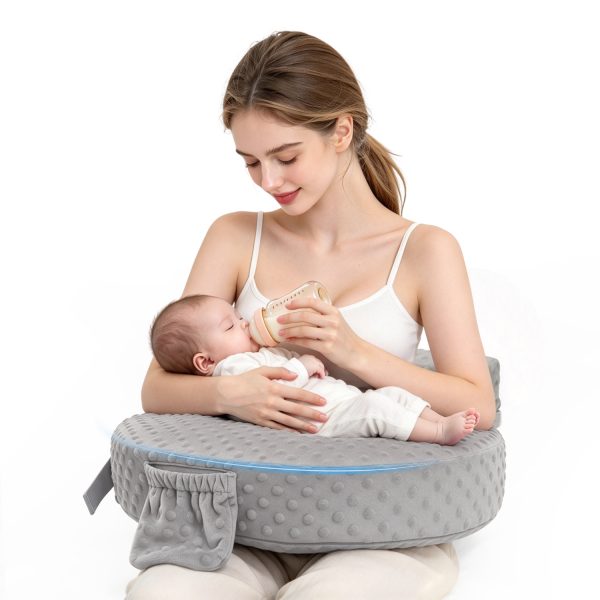 1 Memory Foam Nursing Pillow for Breastfeeding, Ergonomic Baby Support Pillow with Washable Minky Cover & Storage Pocket