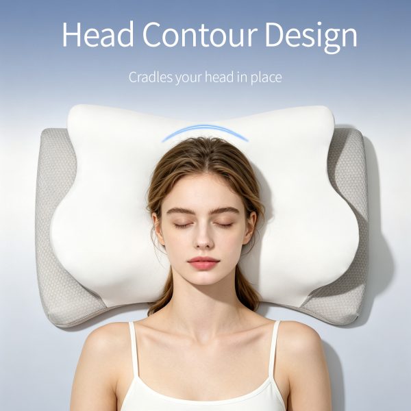 Ice Silk Cover Contour Memory Foam Pillow, Ergonomic Cervical Support Pillow for Side Back Sleepers, Custom Logo Available for Wholesale