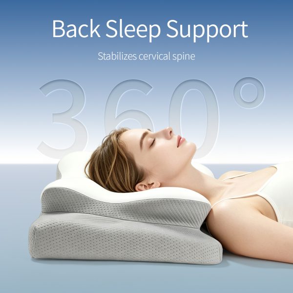 Ice Silk Cover Contour Memory Foam Pillow, Ergonomic Cervical Support Pillow for Side Back Sleepers, Custom Logo Available for Wholesale
